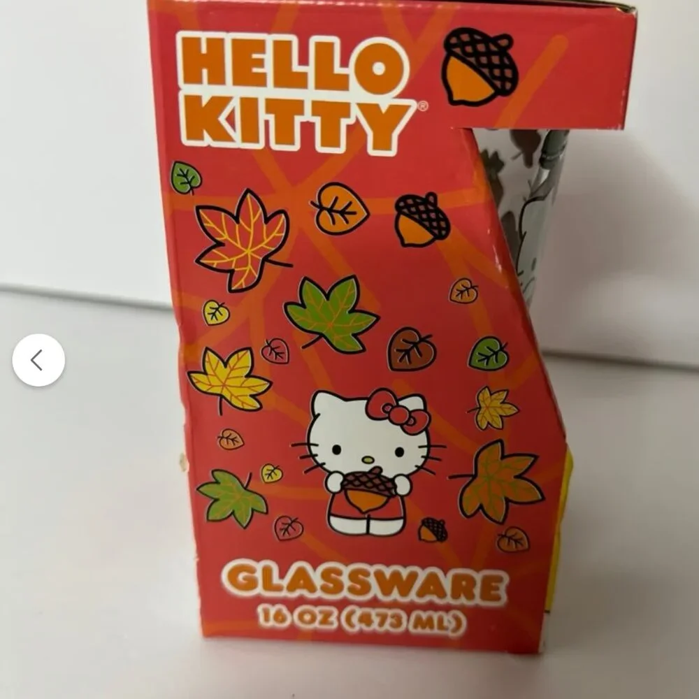 Hello Kitty Fall Autumn Rainbow Glitter‎ 16oz Glass Cup Tumbler